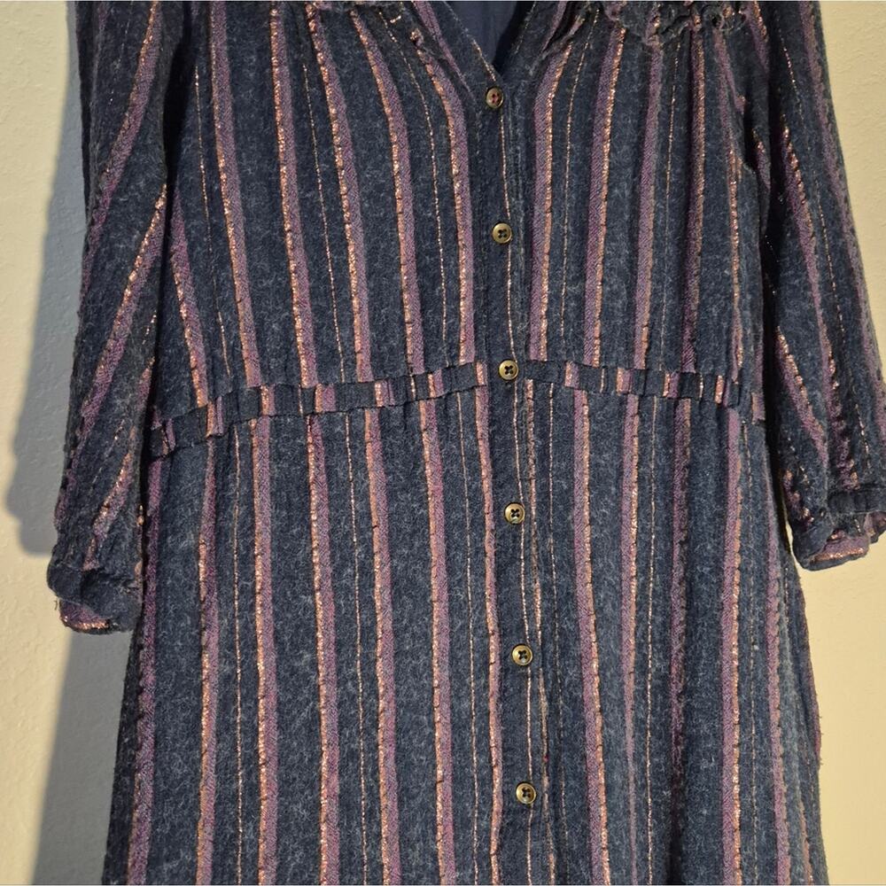 Anthropologie Wool Blend Midnight Ruffled Midi Dress - Picture 8 of 11